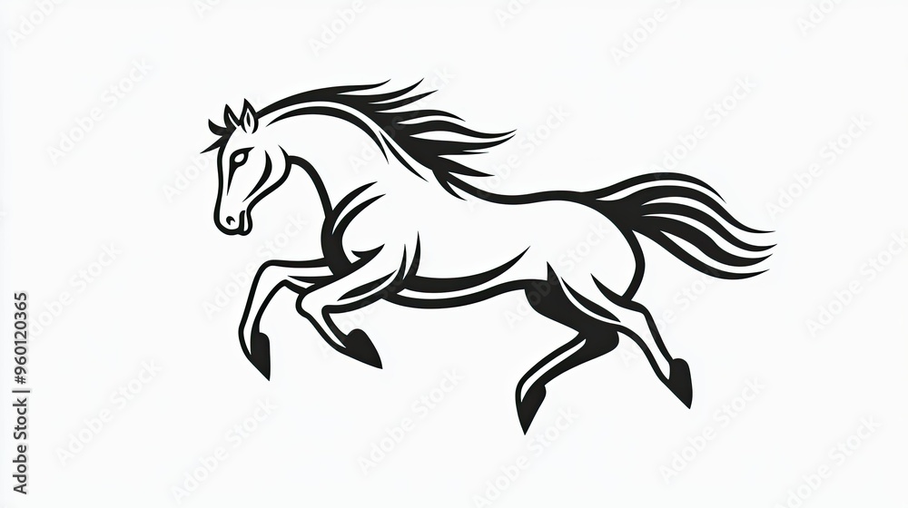 Simple outline of a horse, representing strength and speed in a clean design.