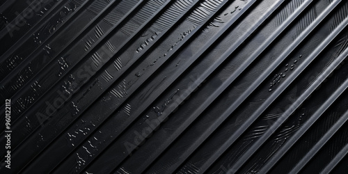 A dark black textured surface with a series of diagonal lines creating a cross-hatch pattern. The texture adds a sense of movement and depth. photo