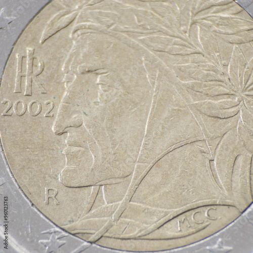 euro coin colse-up detailed