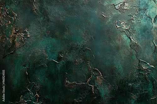 A dark green textured surface with a subtle, metallic sheen, creating a look similar to oxidized copper. photo