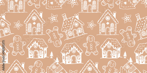 Joyful Winter and Christmas Seamless Pattern