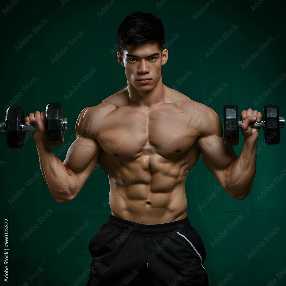 portrait of a muscular man at gym portrait of a muscular man at gym