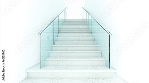 Modern transparent staircase leading to bright space