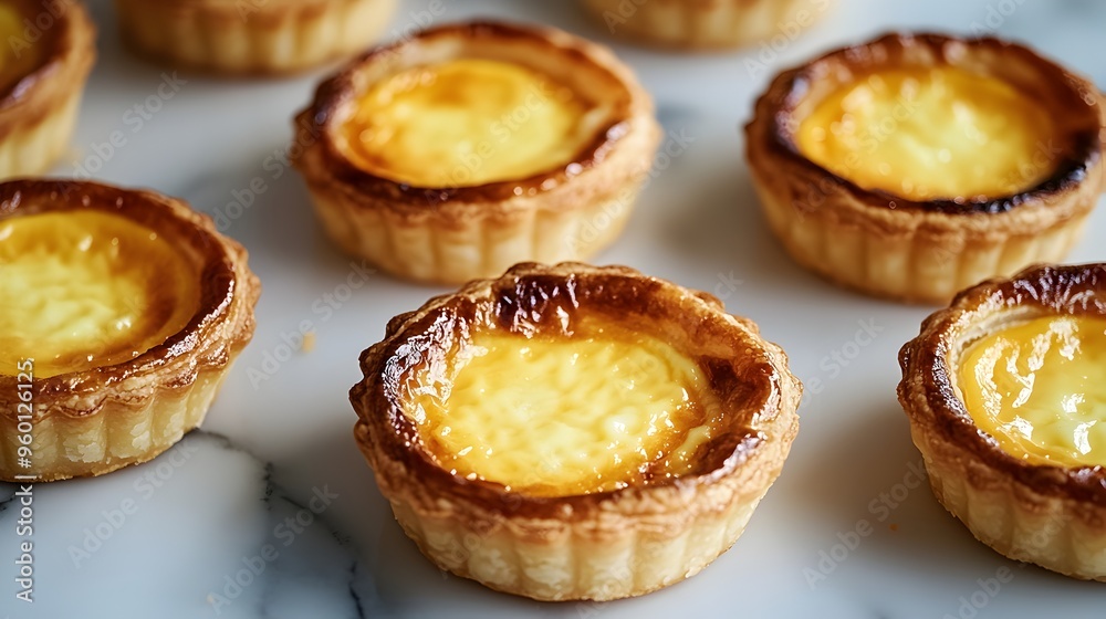 Close up of Multiple Egg Tarts with Golden Brown Top Close up of Multiple Egg Tarts with Golden Brown Top