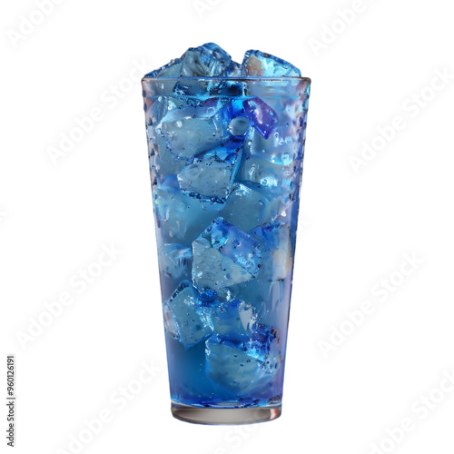 blue cocktail with ice isolated on