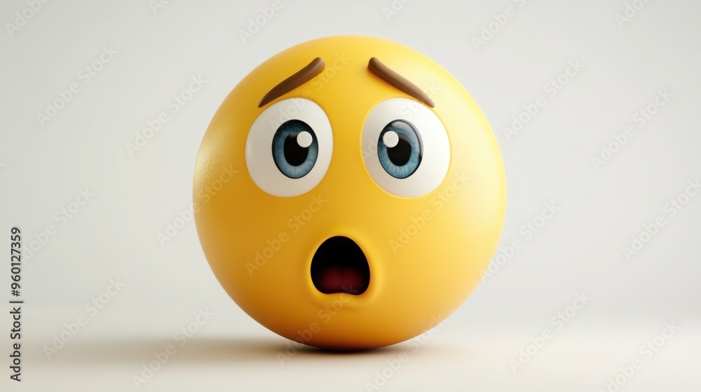 A 3D cartoon emoji with raised eyebrows and a small smile, showing surprise or realization, on a white background - A 3D cartoon emoji with raised eyebrows and a small smile, showing surprise or realization, on a white background -
