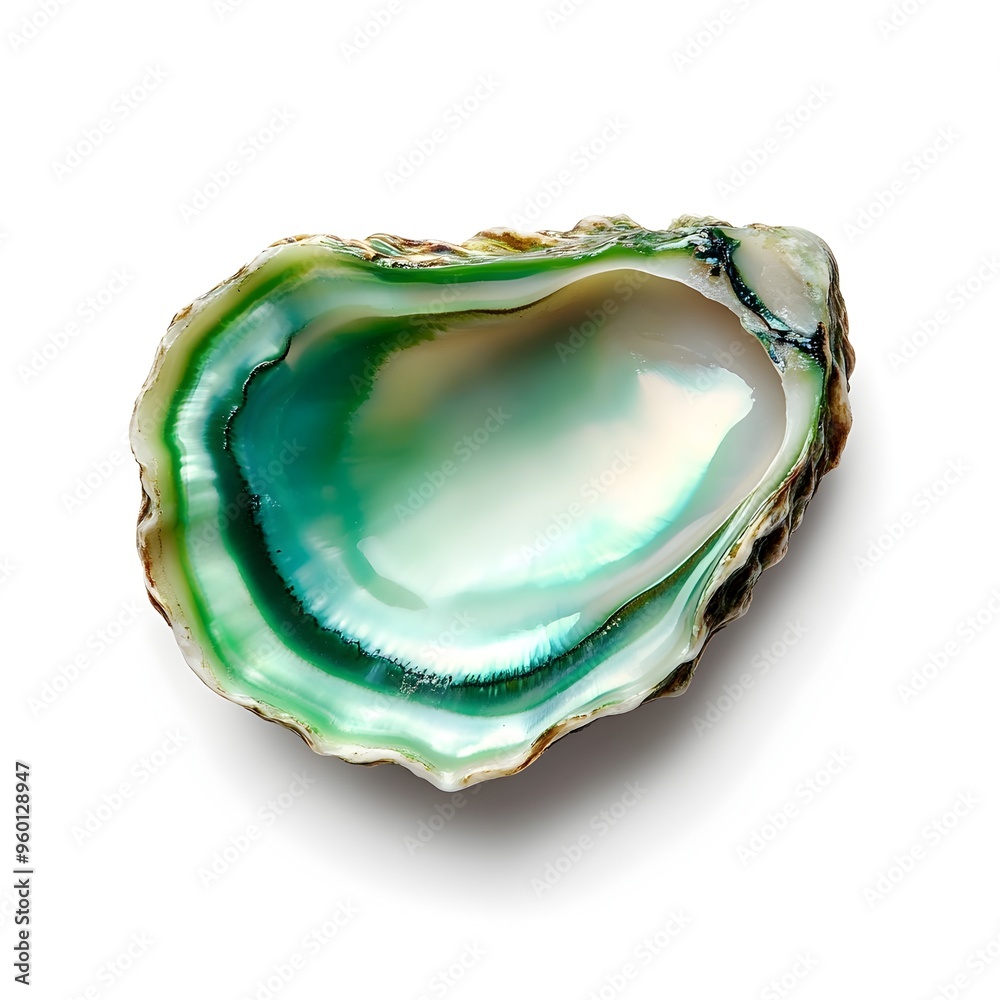 Exquisite Macro Abalone Shell on White Background Exquisite Macro Abalone Shell on White Background