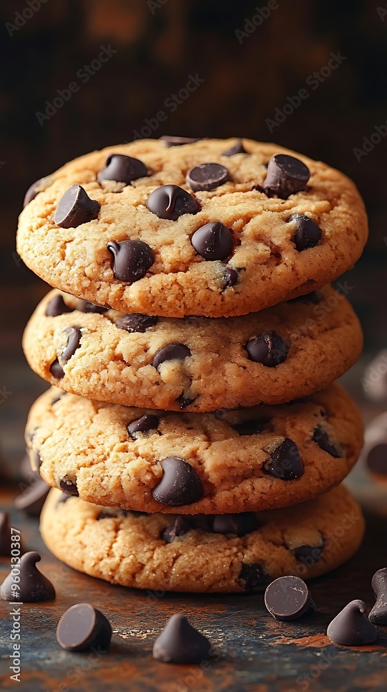 Stack of Delicious Chocolate Chip Cookies - Photo Stack of Delicious Chocolate Chip Cookies - Photo
