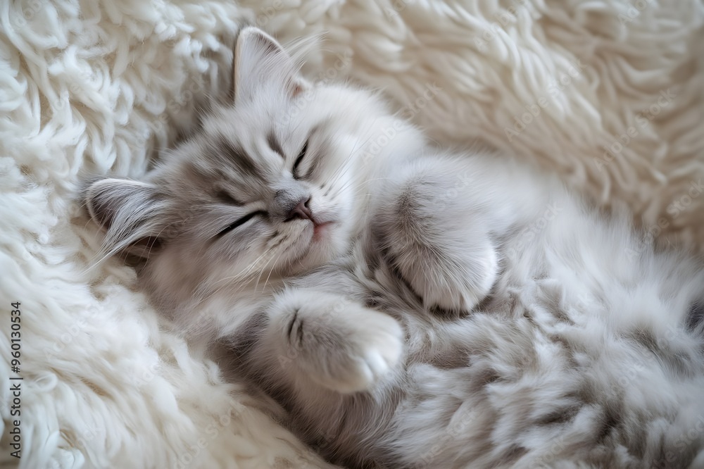 Peaceful persian kitten enjoying a restful nap Peaceful persian kitten enjoying a restful nap