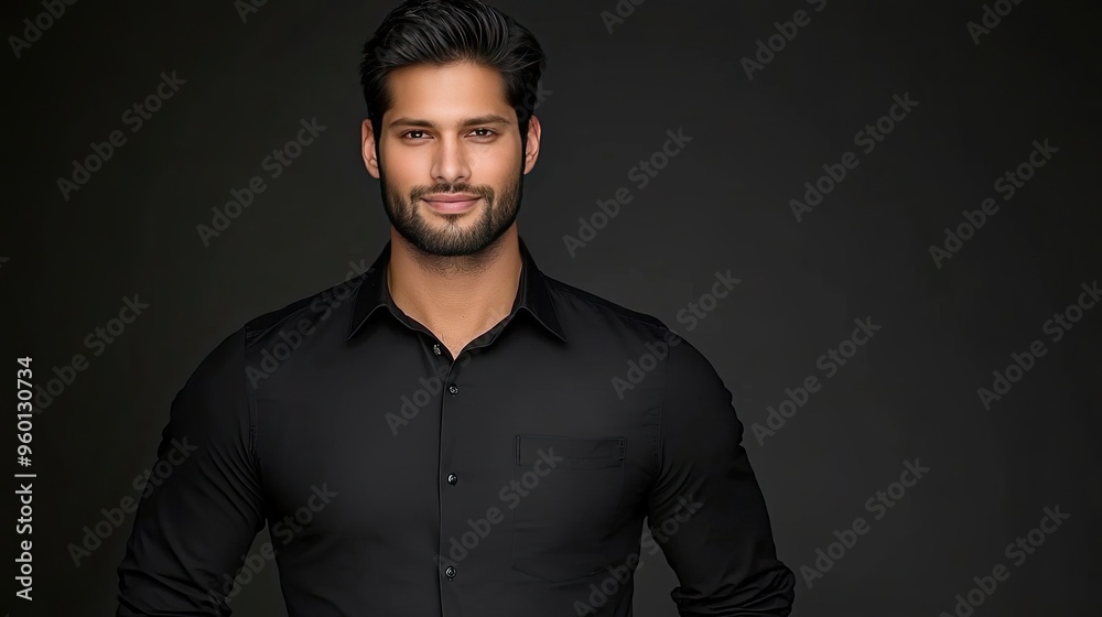A tall, handsome man with a muscular physique and perfect facial features stands confidently in an elegant shirt, set against a dark backdrop that enhances his presence. A tall, handsome man with a muscular physique and perfect facial features stands confidently in an elegant shirt, set against a dark backdrop that enhances his presence.