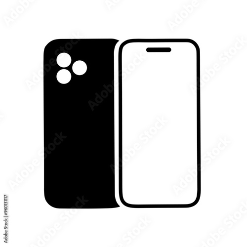 Silhouette of iphone on white background