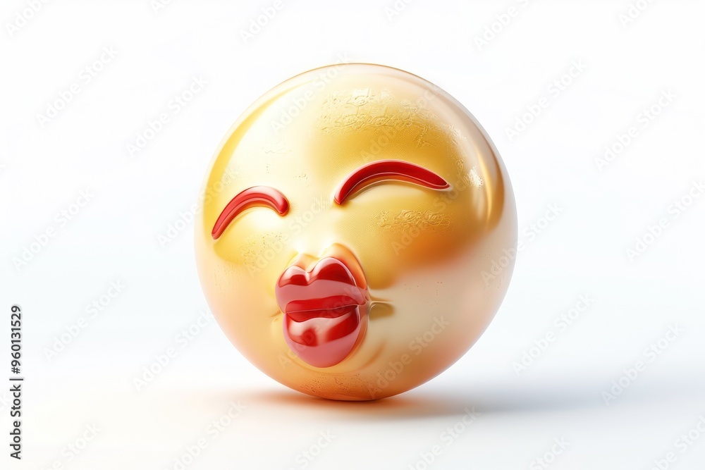 A face blowing a kiss emoji icon texture isolated on a white background A face blowing a kiss emoji icon texture isolated on a white background