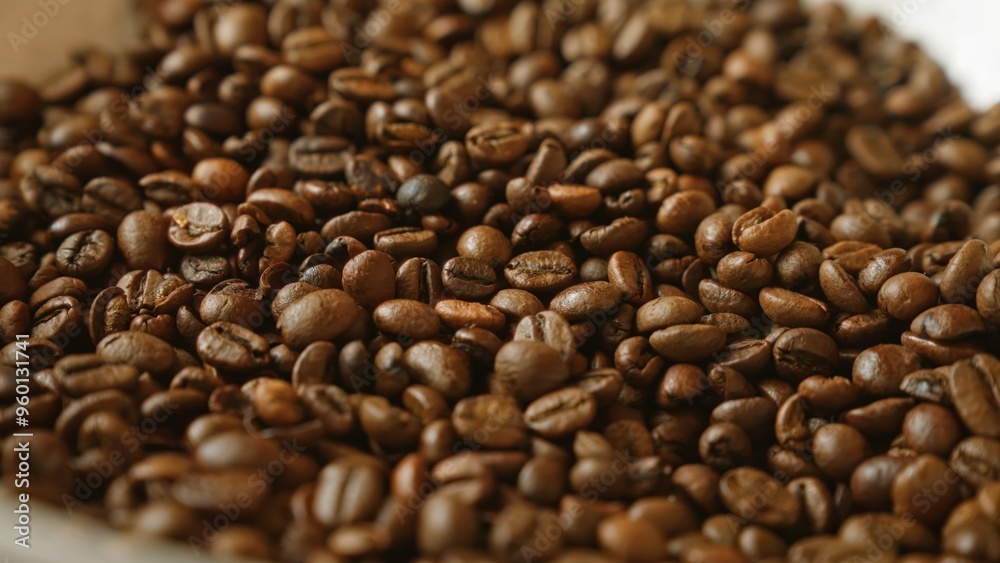Roasted coffee beans filling the frame, showing their rich brown color and texture, perfect for coffee-themed designs or cafe advertisements Roasted coffee beans filling the frame, showing their rich brown color and texture, perfect for coffee-themed designs or cafe advertisements