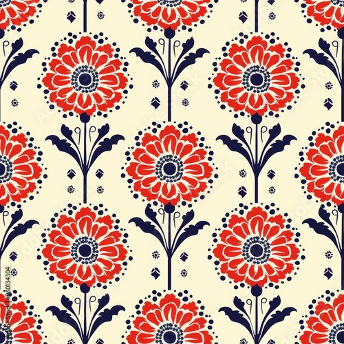 Red and blue floral pattern background