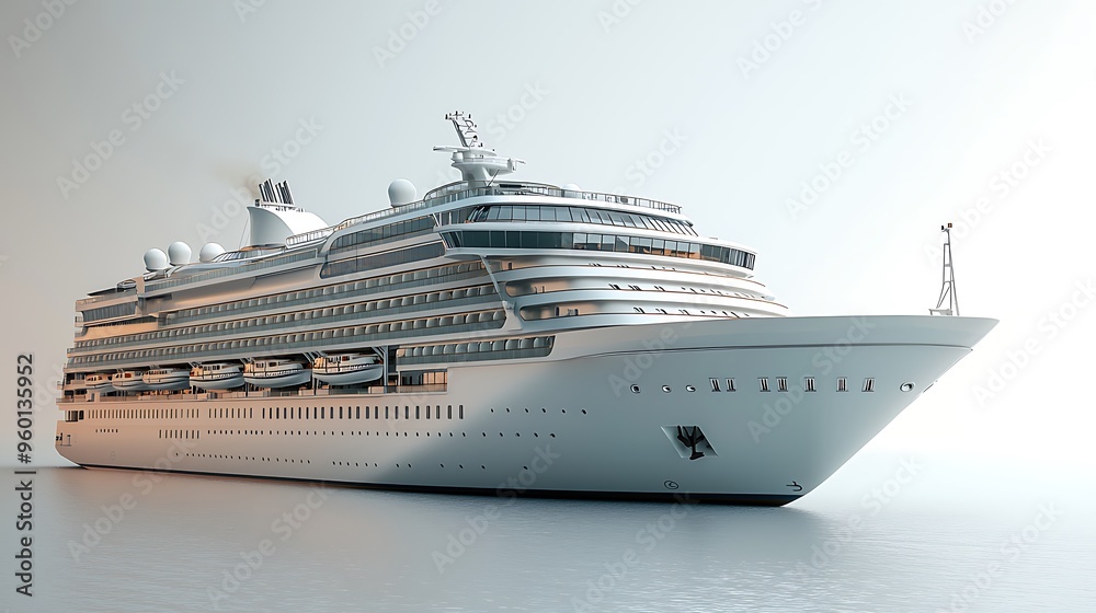 A luxury cruise ship sails smoothly on calm waters, reflecting elegance and tranquility at sea. A luxury cruise ship sails smoothly on calm waters, reflecting elegance and tranquility at sea.