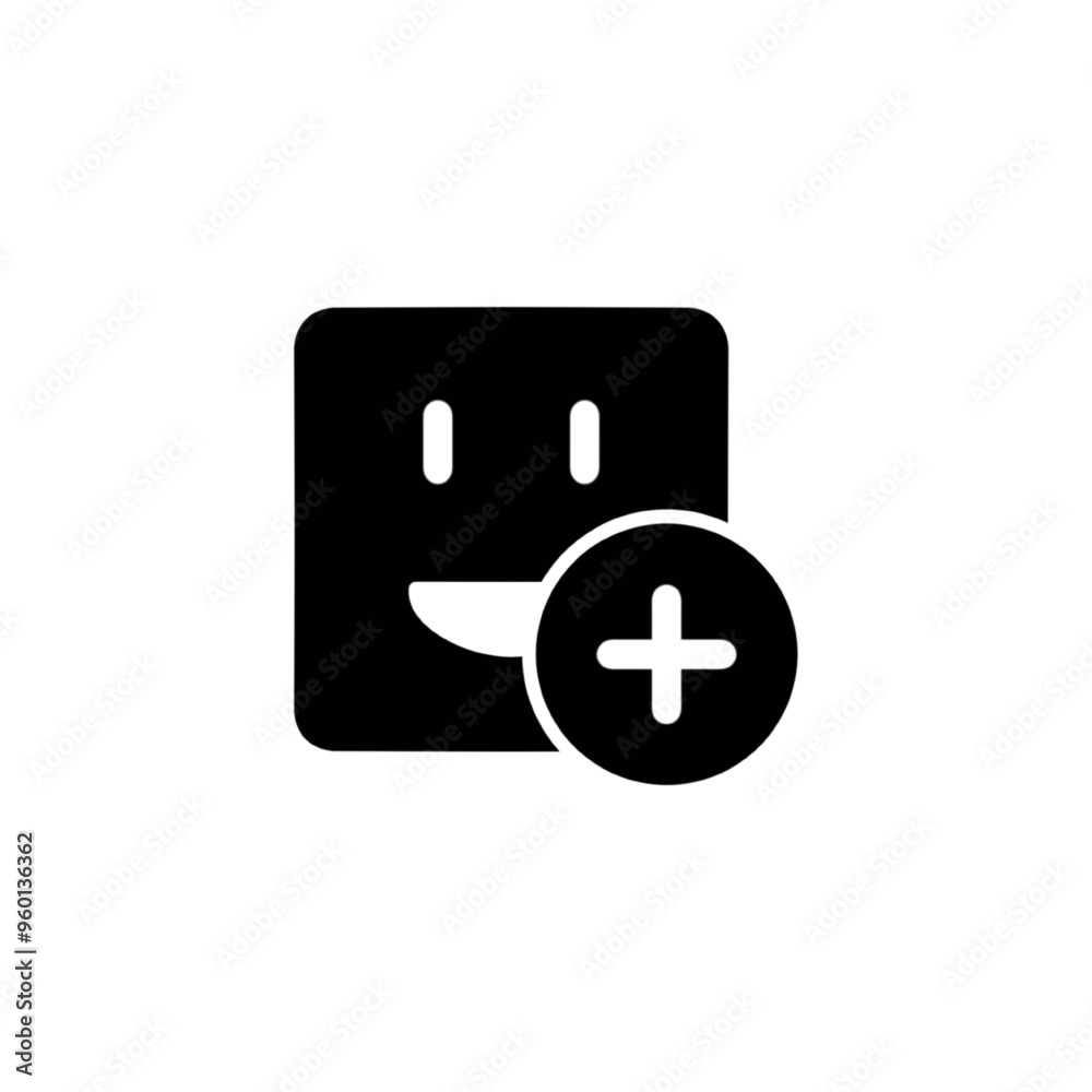Obraz premium add sticker icon, create sticker, emoji icon with plus sign