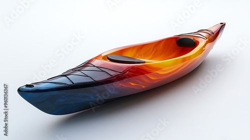 A colorful kayak isolated on a white background, designed for fun and exploration on the water.