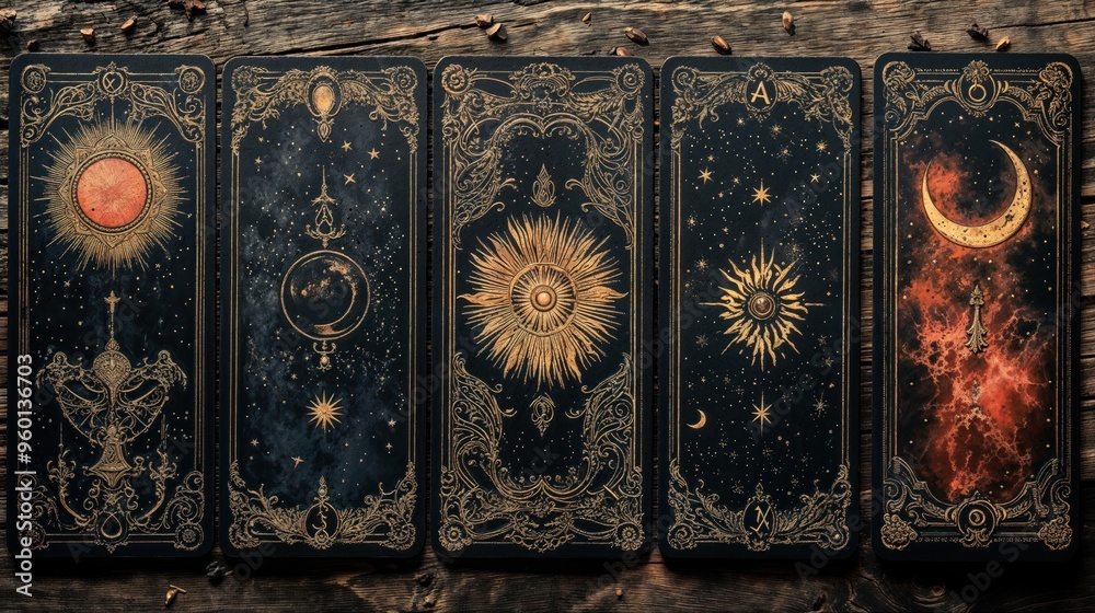 Tarot cards batch reverse side, magic frame with esoteric patterns and ...