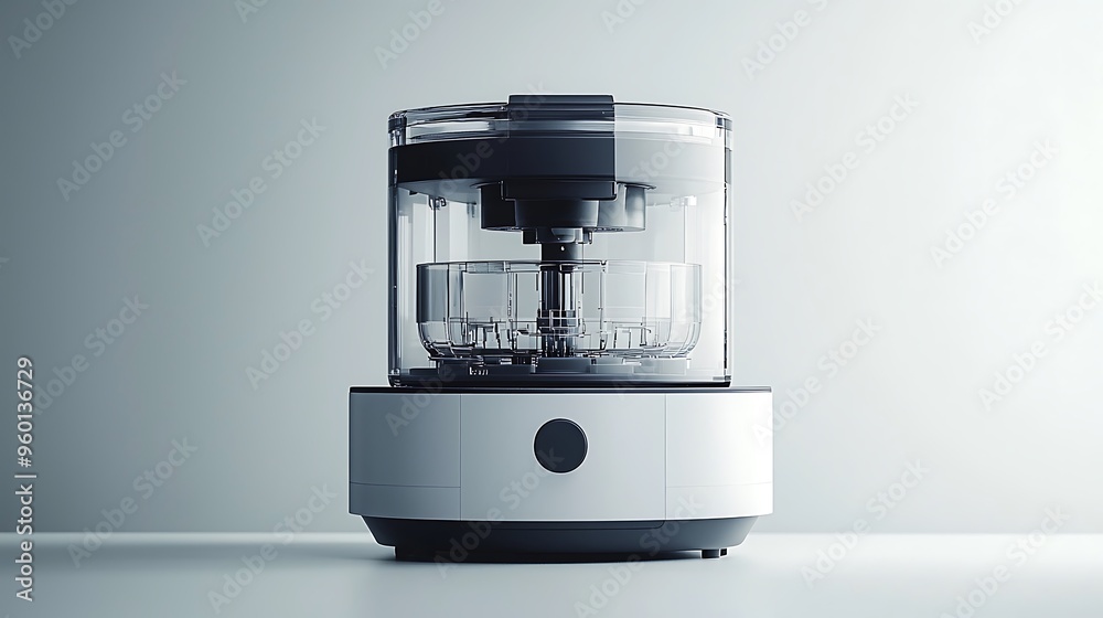 A stylish modern kitchen appliance with a transparent container, perfect for blending and food preparation. A stylish modern kitchen appliance with a transparent container, perfect for blending and food preparation.