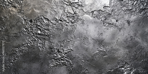 A silver textured surface with a rugged, pitted texture, giving the appearance of weathered metal with a rich, aged patina.