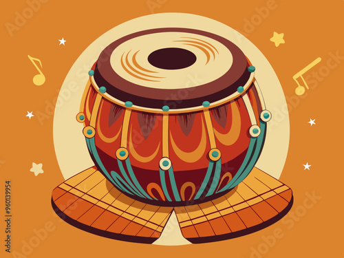 Tabla instrument with grunge and notes
