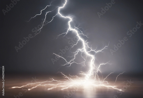 Lightning and thunder effect light magic electricity hit and thunderbolt effect isolated on transpar photo