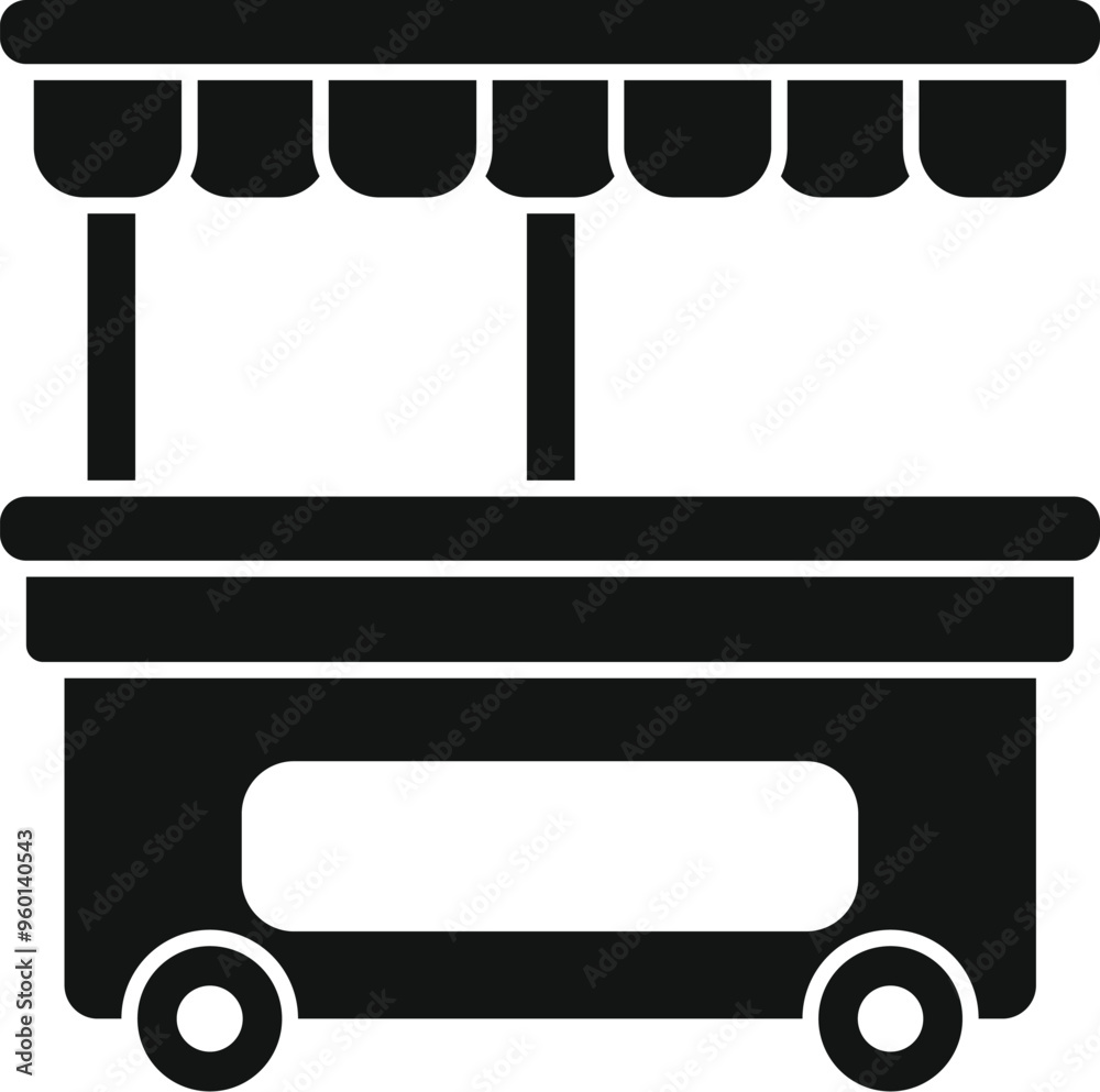 This simple icon represents a mobile street food cart, perfect for projects related to urban food and city life This simple icon represents a mobile street food cart, perfect for projects related to urban food and city life