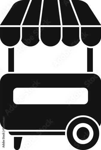 Simple vector icon of a street food cart, perfect for representing food vendors and mobile eateries
