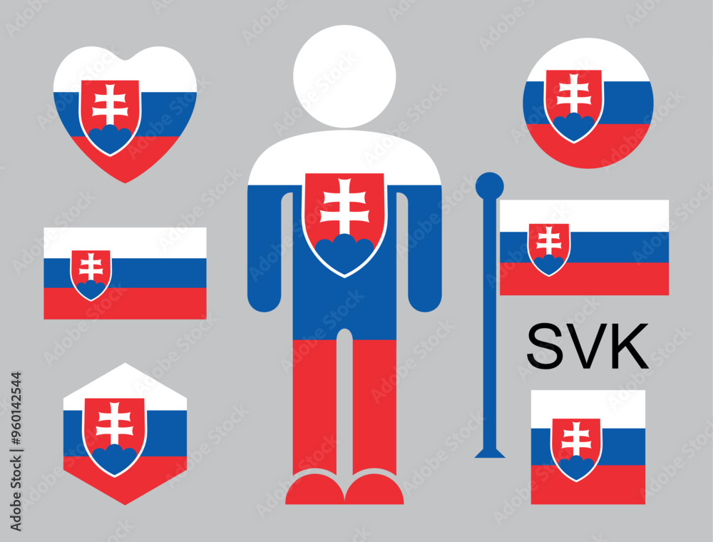 Slovak flag. Isolated Slovak flag on white background Slovak flag. Isolated Slovak flag on white background