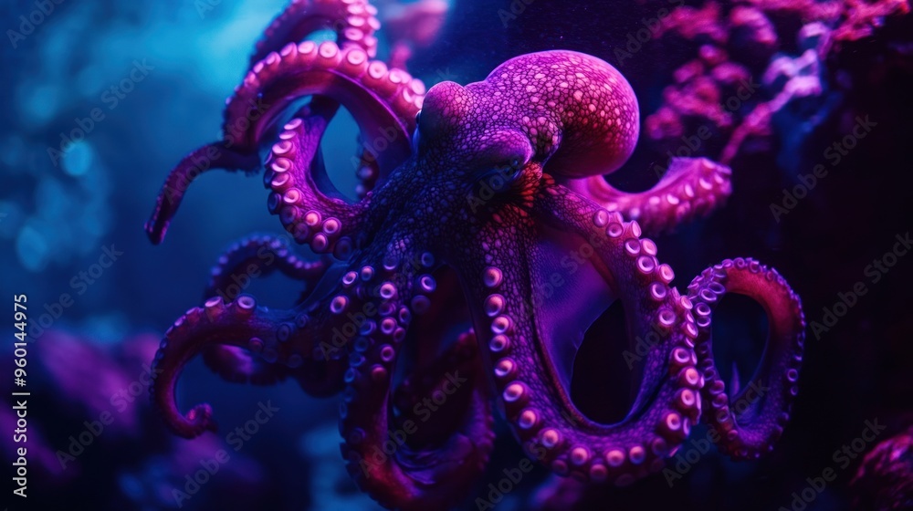 Close-up of an Octopus with Purple and Pink Tentacles Close-up of an Octopus with Purple and Pink Tentacles
