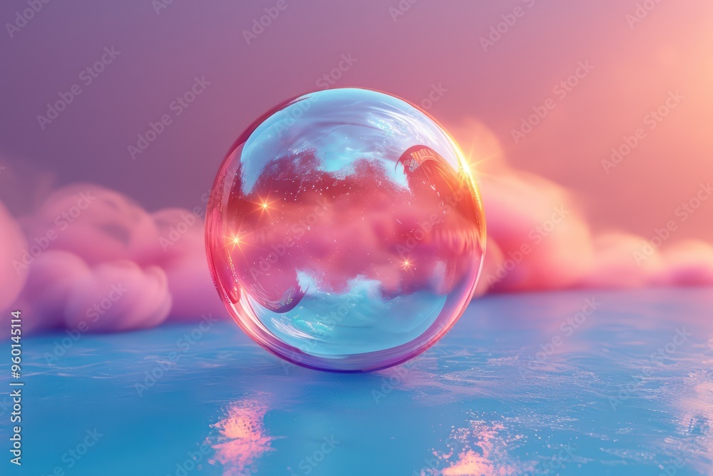 Colorful Iridescent Bubble Shape in 3D Render Colorful Iridescent Bubble Shape in 3D Render