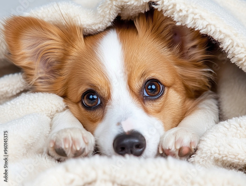 A playful puppy with fluffy...