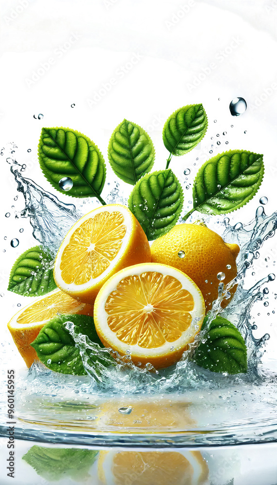 Vibrant Lemon Splashes: Fresh Citrus Explosion in Water Vibrant Lemon Splashes: Fresh Citrus Explosion in Water