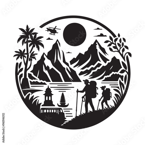 Adventures vector silhouette illustration
