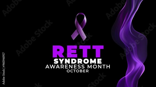 Rett Syndrome Awareness month. Purple color ribbon wave motion. photo