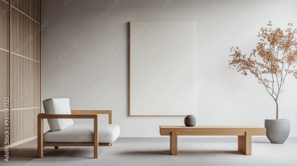 Living room interiors with a large window filling the room with lighting next to the minimalist furniture. Scandinavian room interior design Living room interiors with a large window filling the room with lighting next to the minimalist furniture. Scandinavian room interior design