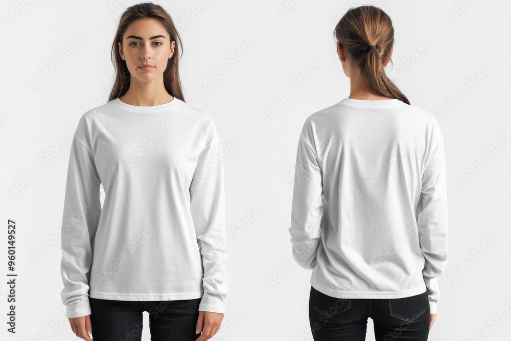 White Long Sleeve Tshirt Mockup Isolated created with Generative AI White Long Sleeve Tshirt Mockup Isolated created with Generative AI