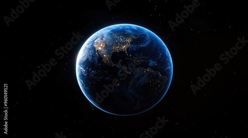 Obraz na płótnie Earth from space, with the blue planet glowing against the darkness of space. w salonie