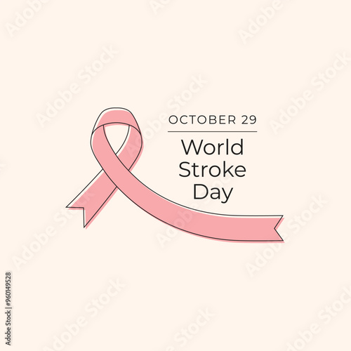 World Stroke Day vector design template good for celebration usage. World Stroke Day design. red ribbon. Continuous line drawing. eps 10.