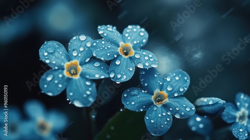 Raindrops on forget-me-nots, representing true love. photo