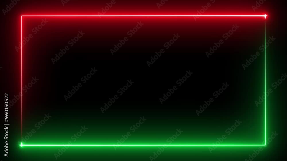 Neon glowing seamless loop animation rectangle frame