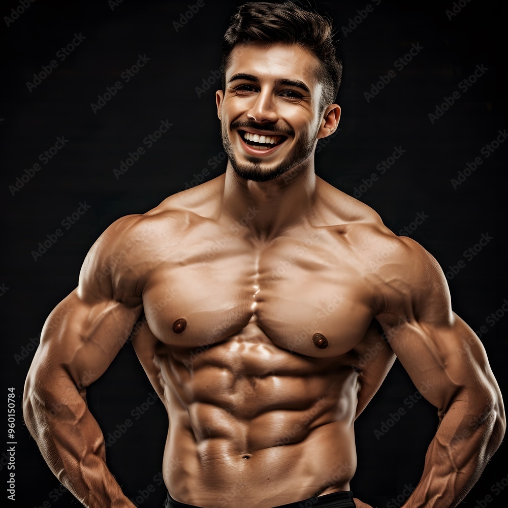 portrait of a muscular man at gym portrait of a muscular man at gym