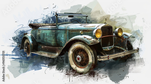 old carriage cart, generative, ai, steampunk, retro, vintage, background, products, machine, mechanical, red, car, old, truck, auto, vehicle, automobile, antique, classic, transportation, wheel, trans