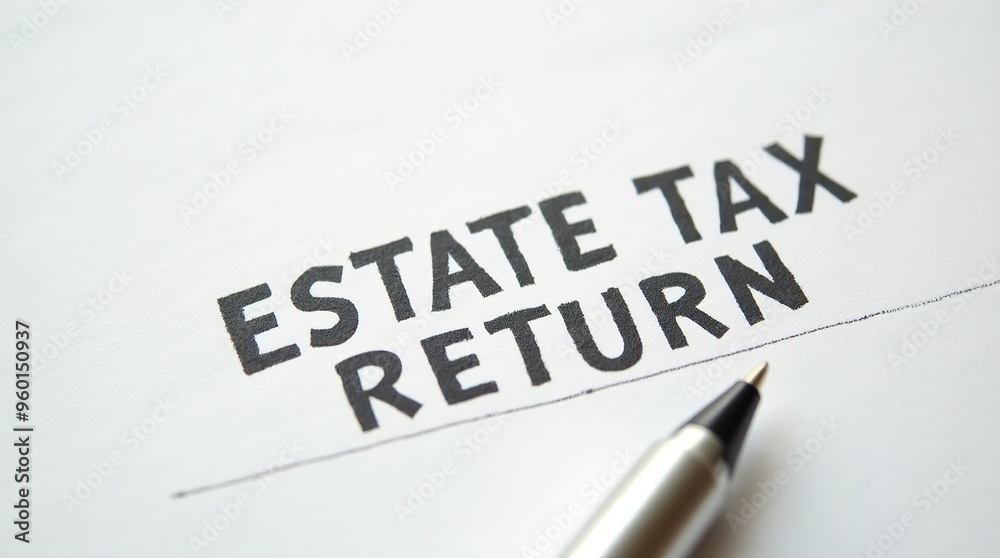 Obraz premium Estate tax return form with pen on white paper background