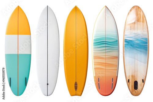 PNG colorful surfboard set, transparent background photo
