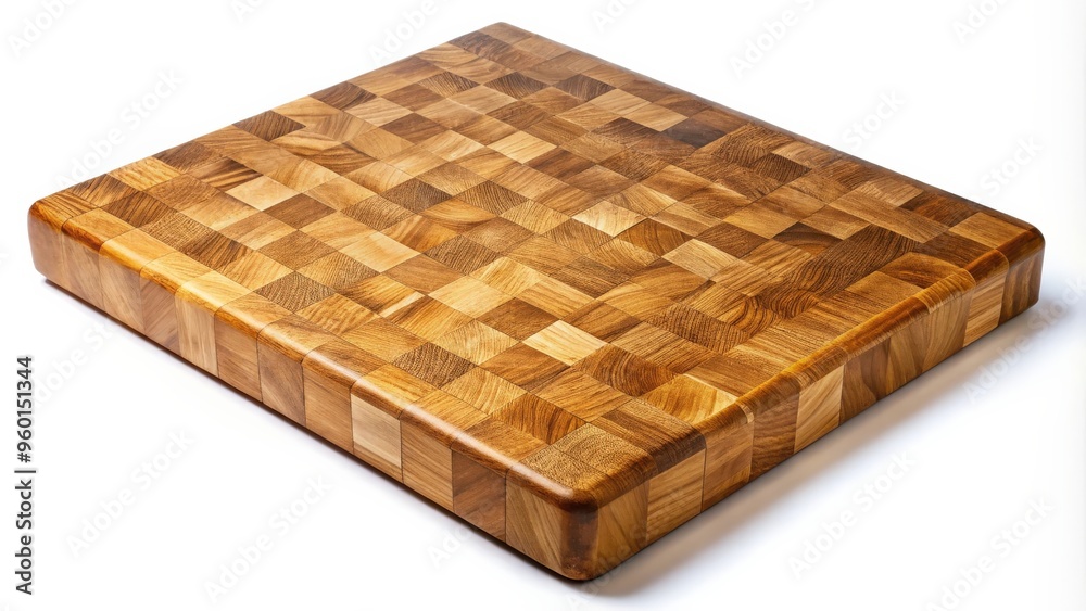 Oak wood butcher's end grain chopping block board ideal for food preparation and presentation Oak wood butcher's end grain chopping block board ideal for food preparation and presentation