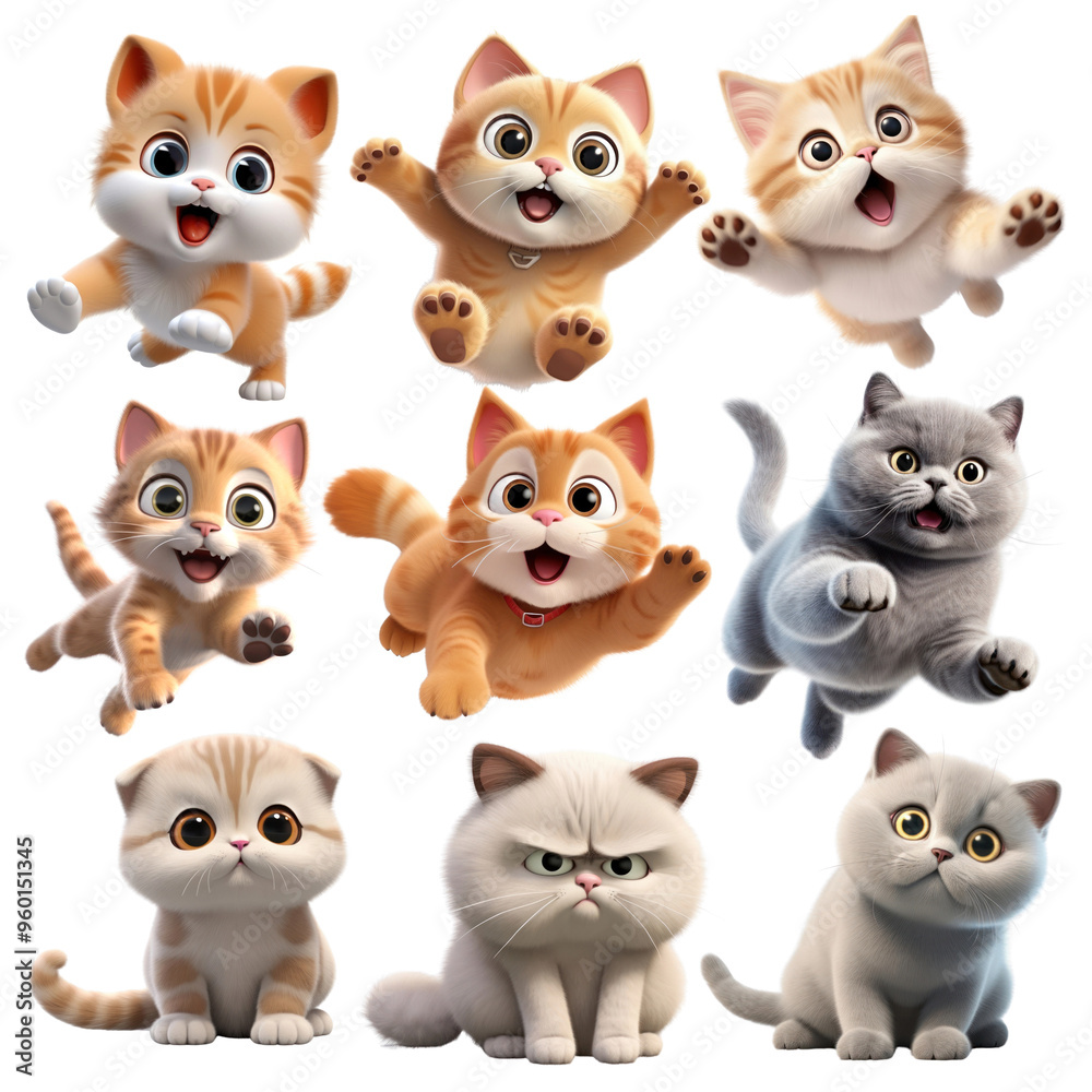 PNG cute 3d cat, transparent background PNG cute 3d cat, transparent background