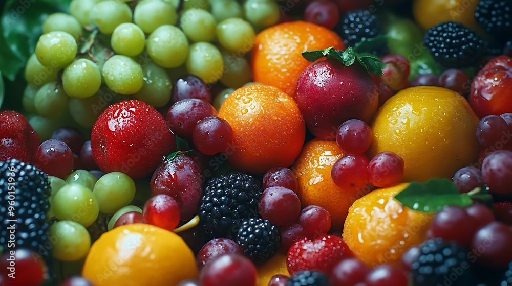 A Photo of Freshly Washed Summer Fruits - Assorted Juicy Fruits A Photo of Freshly Washed Summer Fruits - Assorted Juicy Fruits