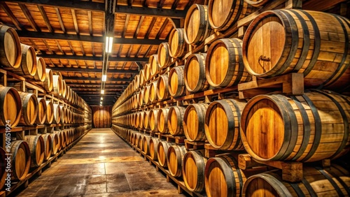 Whiskey aging in oak barrels, showing the rich color and depth of flavor