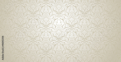 Vector damask gray color wallpaper design. Vintage wallpaper floral pattern. Elegant luxury texture with pale  subtle tones.